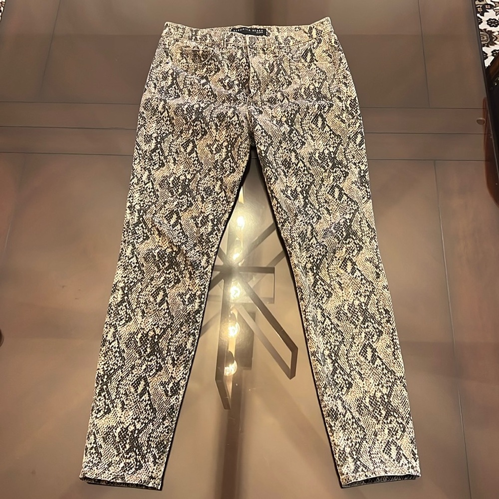 Veronica Beard Kate Skinny High Rise Snakeskin Jeans